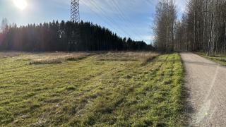 Ulkoilureitti, niittyä ja metsää Vantaan Ylästönrannassa.