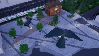 Havainnekuva Carl Albert Edelfeltin aukiosta kunnostustöiden jälkeisenä aikana.