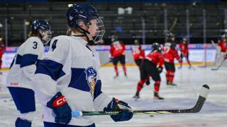 Tyttöleijonia jääkiekkopelissä.