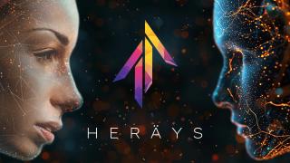 Heräys -seminaarin tunnuskuva, jossa ihminen ja tekoälyä ilmentävä hahmo tuijottaa toisiaan. 