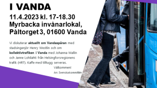 Invånarkväll på svenska om kollektivtrafiken i Vanda 11.4