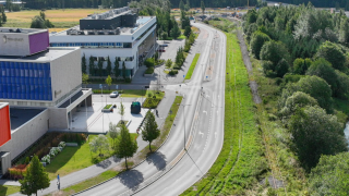 Kuvassa näkyy Jokiniemenkatu ilmasta.