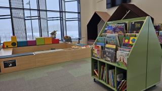 Kirjaston lastenalue, lastenkirjoaja ja leikkipaikka