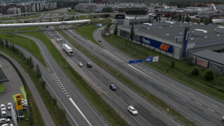 Lentoasemantie kuvattuna Kehä kolmosen kohdalla.