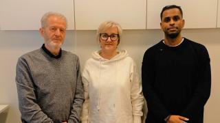 Kolme henkilöä: Habib, Victoria ja Abdihakim.