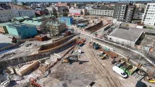 Kuvassa näkyy Tikkurilan keskustan työmaita.