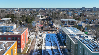 Light rail construction site pictured from above