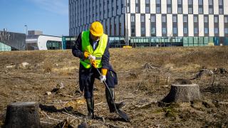 Pekka Timonen lapioi.