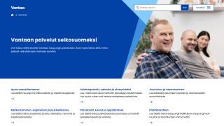 Ruutukaappaus Vantaan verkkosivujen selkokielisen osuuden laskeutumissivusta.