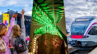 Kuvia Tiksifestareilta, taideteoksesta ja kehäradasta.