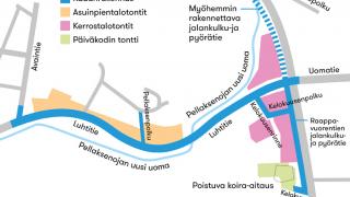 luonnos raappavuorentien ja uomatien risteyksen muutostöistä.