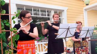 puhallintrio esiintyy kesäisenä päivänä.