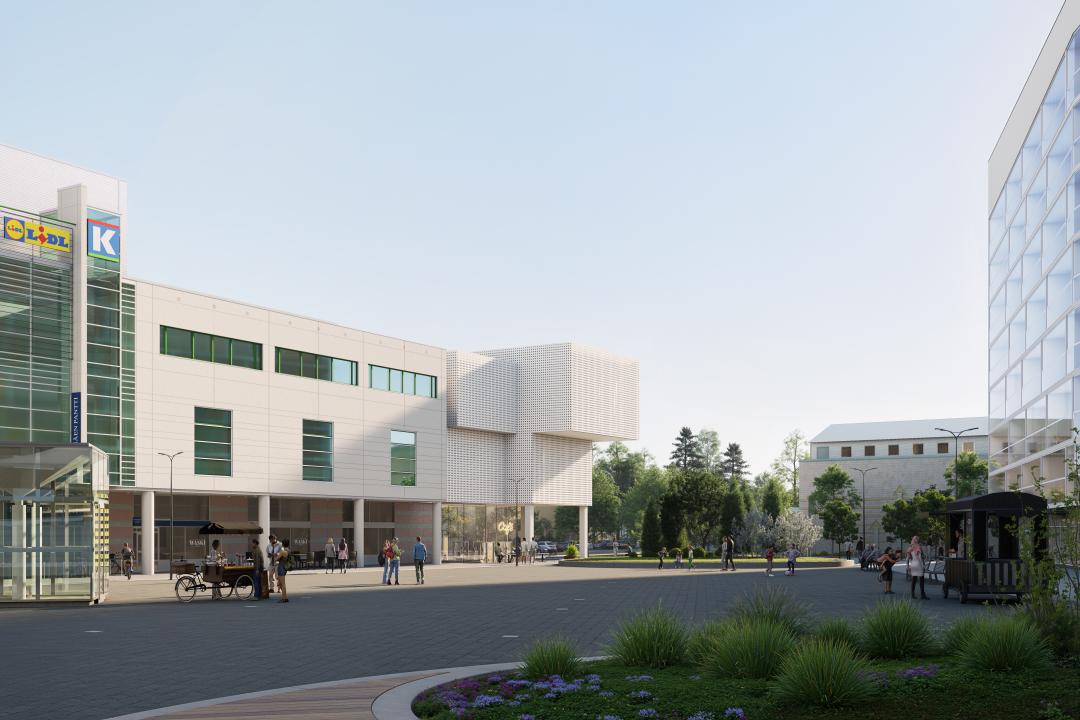 Oivallustentalo Paalutorin suunnasta.