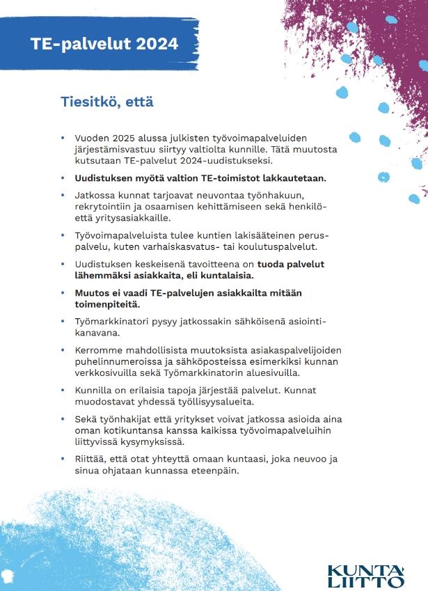TE-palvelut 2024, Tiesitkö, että
