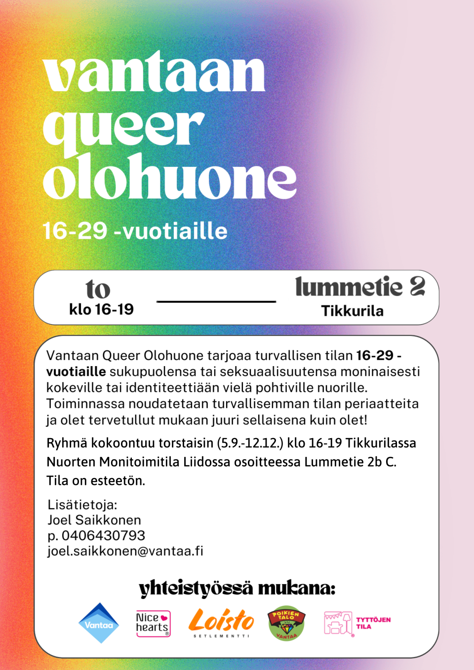 vantaan queer olohuone -juliste.